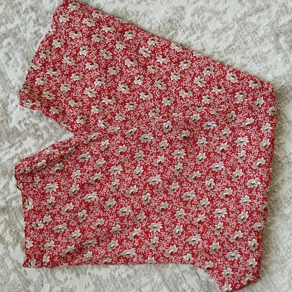 Talbots Pants - Talbots Petite Floral High Waisted High Rise Pleated Pants M Red White